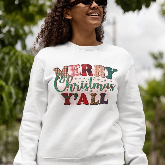 MERRY CHRISTMAS Y'ALL: UNISEX SWEATSHIRT - Picture 1 of 2